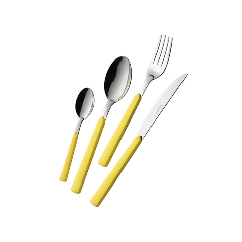Conjunto de 24 talheres em aço Fast amarelo