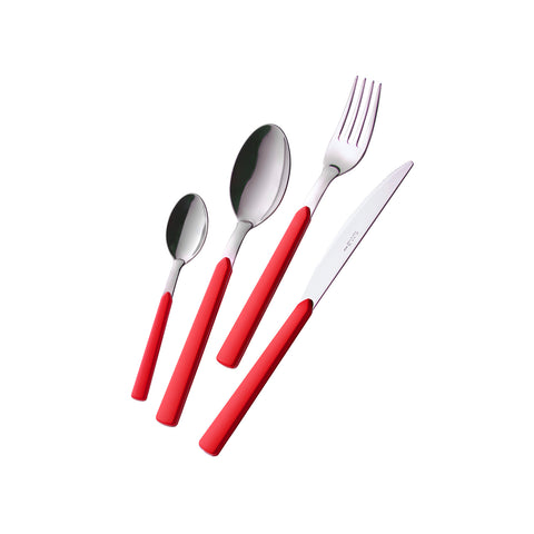 Conjunto de 24 talheres em aço Fast Vermelho