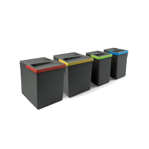 Conjunto de 4 caixotes do lixo para recolha seletiva para gavetas 26cm 7/15l