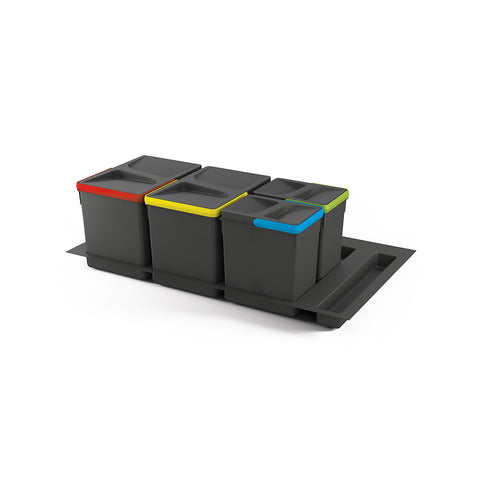 Conjunto de 4 caixotes do lixo para separação de resíduos para gavetas 26cm com base 90cm 7/15l