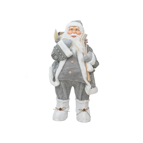 Decoração Pai Natal com saco e esquis 80cm