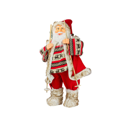 Decoração Pai Natal com saco e esquis 80cm