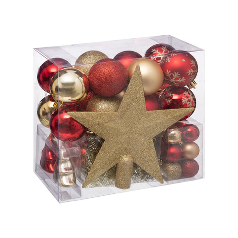 Conjunto de 44 bolas e decorações para árvore de Natal