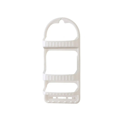Prateleira oval para duche com 3 níveis em plástico branco 27x62x12cm