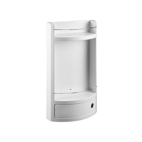 Prateleira para casa de banho com 2 prateleiras e gaveta em metal branco 28,8x13,5x51cm