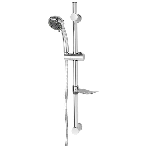 Conjunto de duche com chuveiro e saboneteira