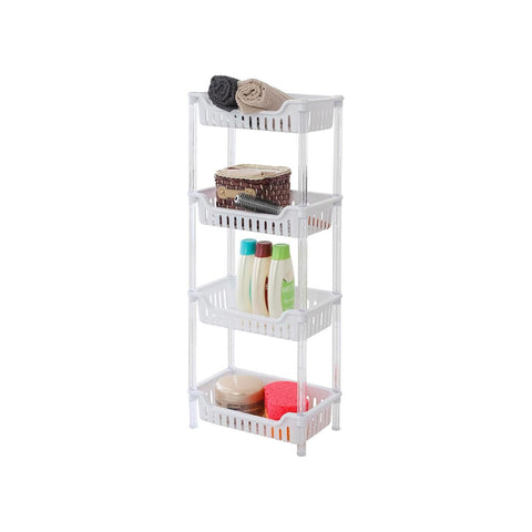 Estante organizadora multiusos com 4 prateleiras em plástico branco 31,2x82,5x19cm