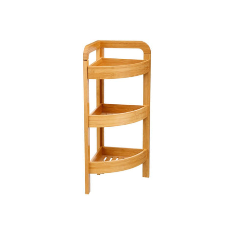 Prateleira de canto com 3 níveis em bambu natural e elegante 23x23x61 cm