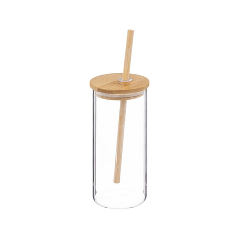 Caneca Palm de 40cl em vidro e bambu com palhinha