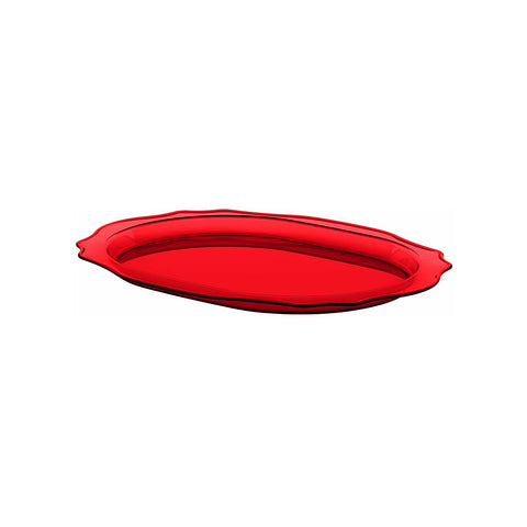 Tabuleiro oval em SAN/SMMA vermelho 47,5x36cm