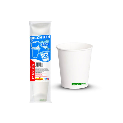 Conjunto de 50 copos de papel ecológicos para água, 180ml