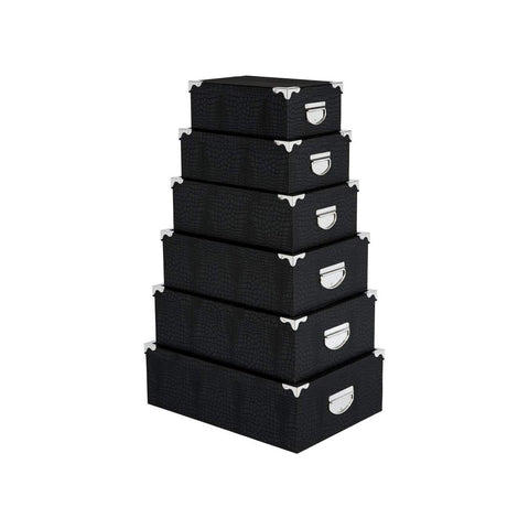 Conjunto de 6 caixas de arrumação pretas
