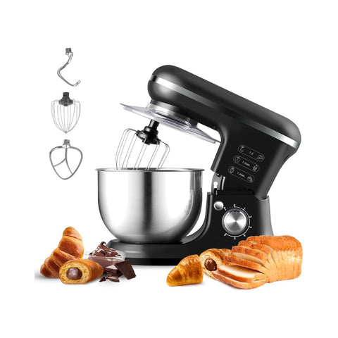 Robô de cozinha planetário multifunções 6.5l em aço 1700w preto