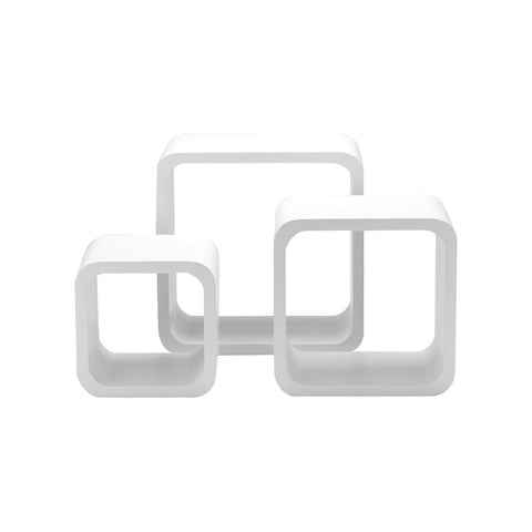 Conjunto de 3 prateleiras de parede quadradas brancas