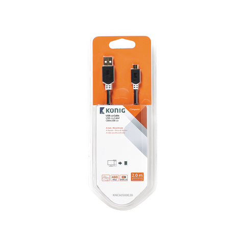 Cabo USB macho - macho Micro B 2m