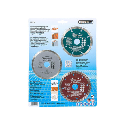 Conjunto de 3 discos diamantados de corte 110/115mm