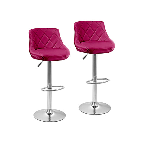 Conjunto de 2 bancos de bar e cozinha em imitação de pele bordeaux