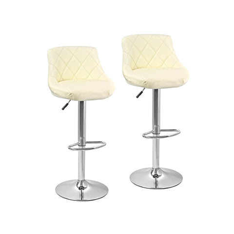 Conjunto de 2 bancos de bar e cozinha em imitação de pele bege
