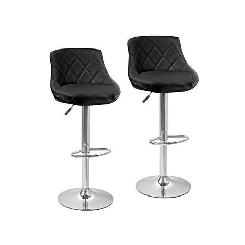 Conjunto de 2 bancos de bar e cozinha em imitação de pele preto