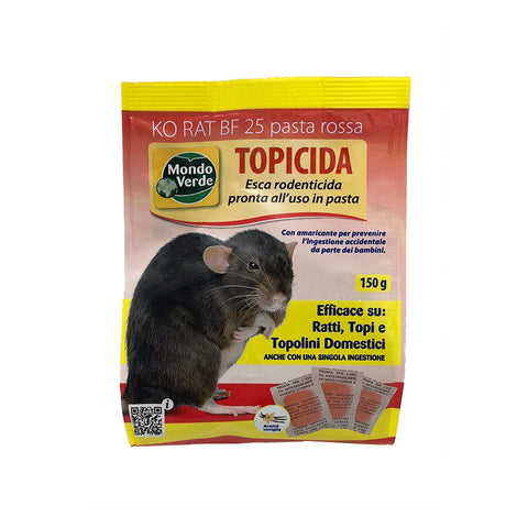 Raticida em grão vermelho com isco para ratos 140g