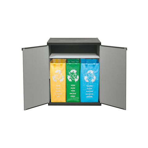 Armário baixo com 2 portas e 1 prateleira para recolha seletiva 68x39.5x85cm