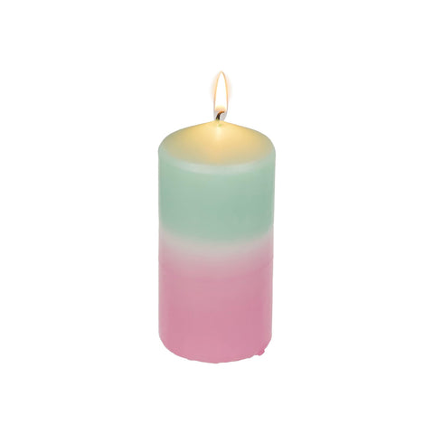 Vela cilíndrica bicolor esfumada 12cm Rosa/Menta