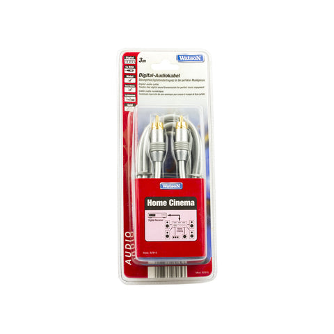 Cabo de áudio coaxial RCA com acabamentos dourados 3m