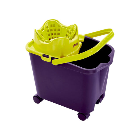 Sistema de lavagem de pavimentos com rodas e balde porta-utensílios de 14L