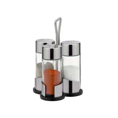 Conjunto 3 em 1 com suporte em vidro e aço