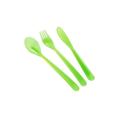 Talheres verdes para crianças