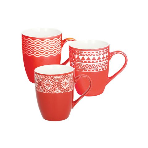 Conjunto de 3 chávenas de porcelana Emma Vermelho