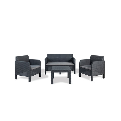 Conjunto de sofá de 2 poltronas e mesa de apoio antracite