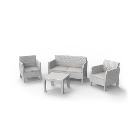 Conjunto de sofá de 2 poltronas e mesa de apoio branco