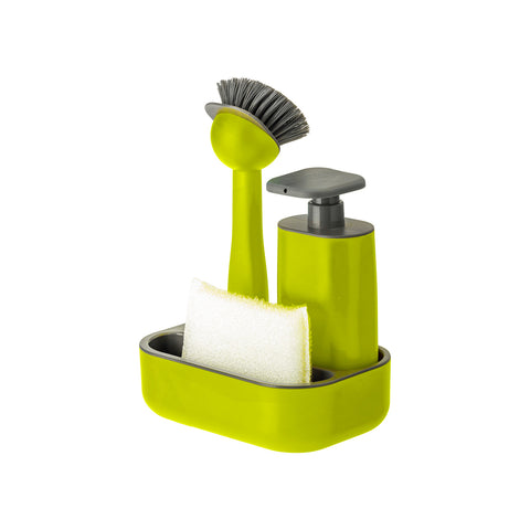 Conjunto de doseador e escova de cozinha verde