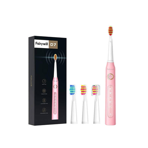 Escova de dentes elétrica recarregável por USB com 4 cabeças