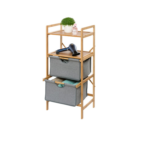Estante Bahari com 2 gavetas em bambu