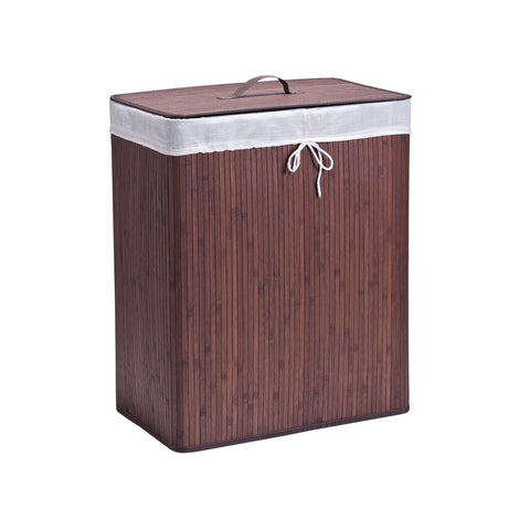 Cesto de bambu para roupa com 2 compartimentos