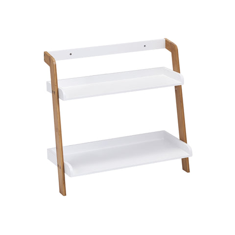 Prateleira de parede com 2 níveis em bambu/MDF