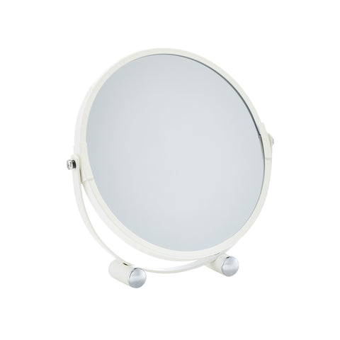 Espelho de maquilhagem em metal branco D. 18,5