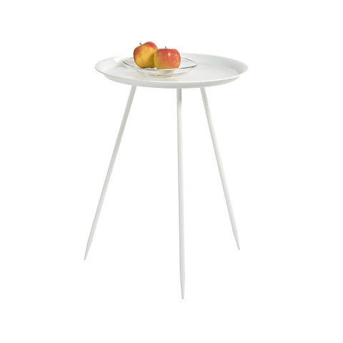 Mesa de apoio redonda em metal branco D. 39x53,5cm