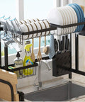 immagine-2-five-simply-smart-organizer-a-2-livelli-per-lavello-con-scolapiatti-in-metallo-nero-ean-3560238703014