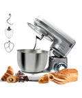 Impastatrice 1000W con Ciotola 4,5L in Acciaio Inox, 8 Velocità e 3 Accessori Inclusi Silver Ean-8054890610803